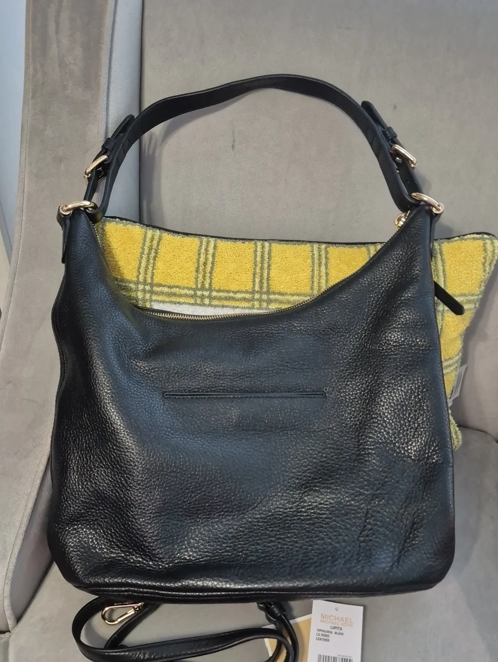 MICHAEL KORS Lupita Black Leather Hobo Bag